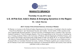 U.S. Af-Pak Exit, India’s Stakes & Emerging Dynamics in the Region