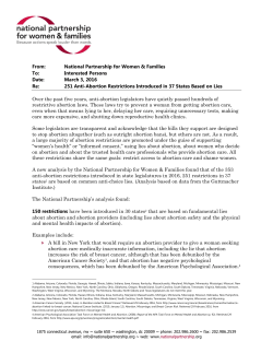 Lies Memo on 251 Anti-Abortion Restrictions Introduced in 37 States