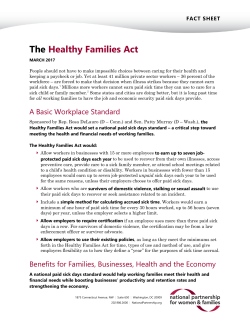The Healthy Families Act Fact Sheet