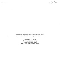 White, D. E., 1980, Summary of Steamboat Springs Geothermal area, with attached road-log commentary: U.S. Geological Survey.