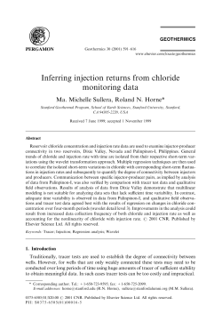 Sullera, M.M., and Horne, R.N., 2001, Inferring Injection Returns from Chloride Monitoring Data: Geothermics, v. 30, no.6 (2001) p. 591-616&nbsp;