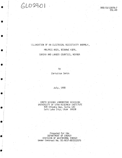 Smith, C., 1980, Delineation of An Electrical Resistivity Anomaly, Malpais Area, Beowawe KGRA, Eureka and Lander Counties, Nevada: Earth Science Laboratory, (University of Utah Research Institute), DOE/ID/12079 10, ESL 40, 25 p.