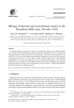 Skalbeck, J.D., Shevenell, L., Widmer, M.C., 2002, Mixing of Thermal and Non-Thermal Waters in the Steamboat Hills Area, Nevada, USA: Geothermics, V. 31, no. 1, p. 69-90.&nbsp;