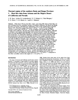 Sass, J.H., Lachenbruch, A.H., Galanis, S.P., Jr., Morgan, P., Priest, S.S., Moses, T.H., Jr., and Munroe, R. J., 1994, Thermal Regime of the Southern Basin and Range Province: 1. Heat Flow Data from Arizona and the Mojave Desert of California and Nevada:  Journal of Geophysical Research, v. 99, p. 22,093-22,119. 