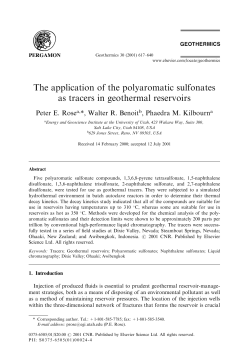 Rose, P.E.; Benoit, W.R.; and Kilbourn, P.M., 2001, The Application of the Polyaromatic Sulfonates As Tracers in Geothermal Reservoirs, Geothermics, v. 30, no. 6, p. 617-640. 