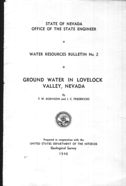 Robinson, T.W., and Fredericks, J.C., 1946, Ground Water in Lovelock Valley, Nevada: State of Nevada, office of the State Engineer Water Resources Bulletin 2.