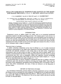 Olmsted, F.H., Welch, A.H., and Ingebritzen, S.E., 1986, Shallow Subsurface Temperature Surveys in the Basin and Range Province, U.S.A.&nbsp;&nbsp; I. Review and Evaluation: Geothermics, v. 15, no. 3, p. 251-265.&nbsp;
