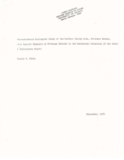 Noble, D. G., 1974, Reconnaissance Geological Study of the Buffalo Valley Area, Northern Nevada with Special Emphasis on Problems Related to the Geothermal Potential of the Area: A Preliminary Report, 13 p.&nbsp;