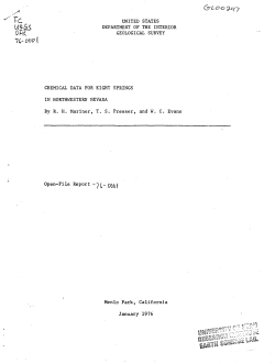 Mariner, R.H., Presser, T.S., and Evans, W.C., 1976, Chemical Data for Eight Springs in Northwestern Nevada: U.S. Geological Survey Open-File Report 76-0001, GL00247, 13 p.&nbsp;