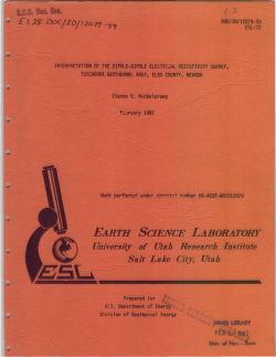 Mackelprang, C.E., 1982, Interpretation of the Dipole-Dipole Electrical Resistivity Survey, Tuscarora Geothermal Area, Elko County, Nevada: Earth Science Laboratory, (University of Utah Research Institute), DOE/ID/12079 59, NV/WLS/ESL 72, 16 p.