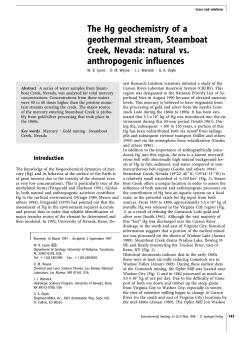 Lyons, W.B., Wayne, D.M., Warwick, J.J., and Doyle, G.A., 1998, The Hg Geochemistry of a Geothermal Stream, Steamboat Creek, Nevada: Natural Vs. Anthropogenic Influences: Environmental Geology, v. 34, no.2-3, p. 143-150.