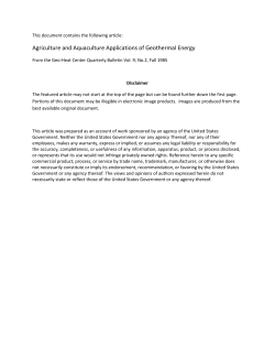 Lund, J.W., 1985, Agriculture and Aquaculture Applications of Geothermal Energy: Geo-Heat Center Quarterly Bulletin, v. 9, no. 2, p. 6-8.&nbsp;