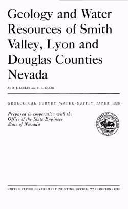 Loeltz, O.J., and Eakin, T.E., 1953, Geology and Water Resources of Smith Valley, Lyon and Douglas Counties, Nevada: U.S. Geological Survey Water Supply Paper 1228.