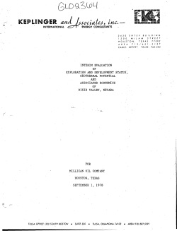 Keplinger and Associates, Inc., 1978, Interim Evaluation of Exploration and Development Status, Geothermal Potential, and Associated Economics of Dixie Valley, Nevada: Unpublished Report By Keplinger and Associates, Inc., Houston, Texas, for Millican Oil Company, Houston, Texas, September 1, 1978, NV/DV/SR-9, 113 p.&nbsp;