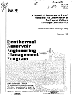 Karamarakar, M., and Cheng, P., 1980, A Theoretical Assessment of James' Method for the Determination of Geothermal Wellbore Discharge Characteristics, LBL-11498, GREMP-12, UC-66a, November 1980, 21 pgs