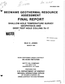 Jones, N.O., 1983, Beowawe Geothermal Resource Assessment Final Report: Shallow Hole Temperature Survey Geophysics and Deep Test Hole Collins 76-17: Holmes and Narver, Inc., Prepared for DOE, HN-00020-1099 U.C. 66a, p. 1-33.&nbsp;