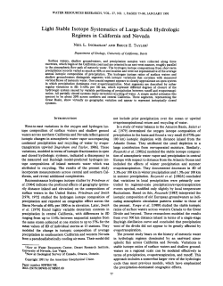 Ingraham, N.L. and Taylor, B.E., 1991, Light Stable Isotope Systematics of Large-Scale Hydrologic Regimes in California and Nevada, 1991, Water Resources Research, v. 27, no. 1, p. 77-90.&nbsp;