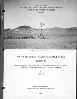 Harrill, J.R., 1970, Water Resources Appraisal of the Granite Springs Valley Area, Pershing, Churchill, and Lyon Counties, Nevada: Nevada Department Conservation and National Resources, Water Resources Reconnaissance Series Report 55, 36 p.