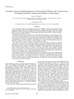 Ebert, S.W., and Rye, R.O., 1997, Secondary precious metal enrichment by steam-heated fluids in the Crofoot-Lewis hot spring gold-silver deposit and relation to paleoclimate: Economic Geology, v. 92, p. 578-600.