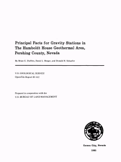 Duffrin, B.G., Berger, D.L., and Schaefer, D.H., 1985, Principal Facts for Gravity Stations in the Humboldt House Geothermal Area, Pershing County, Nevada: U.S. Geological Survey Open-File Report 85-162, 11 p.