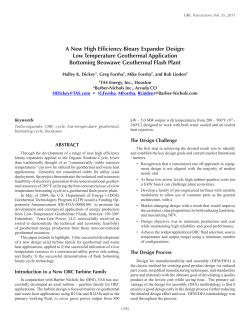 Dickey, H.K., G. Forsha, M. Forsha, and B. Linden, 2011.&nbsp; A New High Efficiency Binary Expander Design: Low Temperature Geothermal Application Bottoming Beowawe Geothermal Flash Plant.&nbsp; Geothermal Resources Council Transactions 35: 1295-1299.