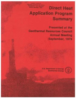 Department of Energy, Direct Heat Application Program Summary: Presented at the Geothermal Resources Council Annual Meeting, September, 1979, 68 pgs