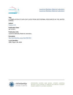 Cosner, S.R., and Apps, J.A., 1978, Compilation of Data on Fluids from Geothermal Resources in the United States: University of California, Lawrence Berkeley Laboratory Report 5936, 108 p.