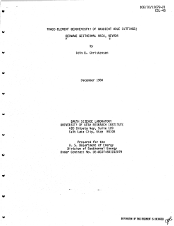 Christensen, O.D., 1980, Trace Element Geochemistry of Gradient Hole Cuttings, Beowawe Geothermal Area, Nevada: Earth Science Laboratory, (University of Utah Research Institute), DOE/ID/12079-21, ESL-48, 28 p.