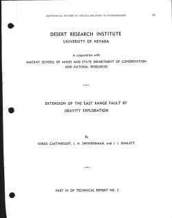 Cartwright, K., Swinderman, J.N., and Gimlett, J.I., 1964, Extension of the East Range Fault by Gravity Exploration: Nevada University, Reno, Desert Research Institute Technical Report 2, Part III.