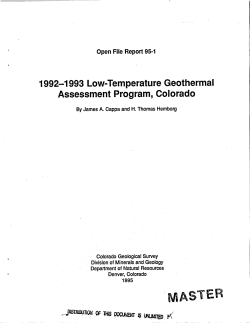 Cappa, J.A., and Hemborg, H.T., 1993, Low-Temperature Geothermal Assessment Program, Colorado, OFR/95-1, 41 pgs