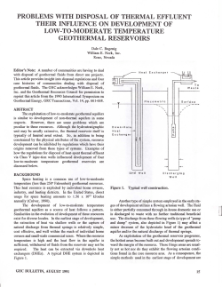 Bugenig, D.C., 1991, Problems with Disposal of Thermal Effluent; Their Influence on Development of Low-to-Moderate Temperature Geothermal Reservoirs: Geo-Heat Center Quarterly Bulletin, v. 13, no. 3, p. 15-20.