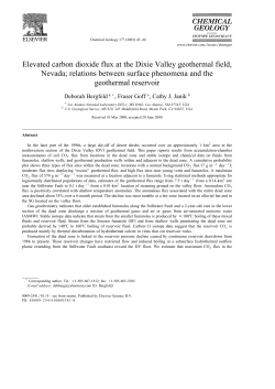 Bergfeld D., Goff, F., Janik, C.J., 2001, Elevated Carbon Dioxide Flux at the Dixie Valley Geothermal Field, Nevada; Relations between Surface Phenomena and the Geothermal Reservoir: Chemical Geology, v. 177, no. 1-2, p. 43-66. 