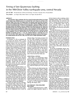 Bell, J.W. and Katzer, T. ,1990, Timing of Late Quaternary Faulting in the 1954 Dixie Valley Earthquake Area, Central Nevada: Geology, v. 18, p. 622-625.