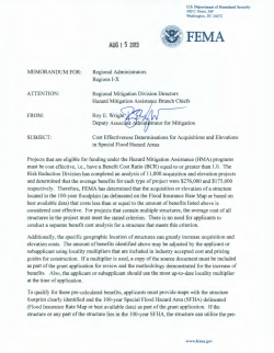 Cost Effectiveness Determinations for Acquisitions and Elevations in Special Flood Hazard