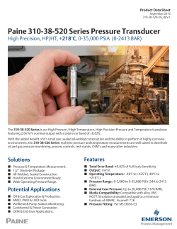 310-38-520 Series High Precision, HP/HT Pressure Transducer