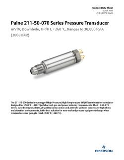 211-50-070 Series HP/HT Pressure and Temperature Transducer