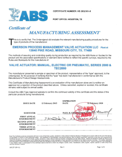 ABS Certificate of Manufacturing Assessment - Missouri City
