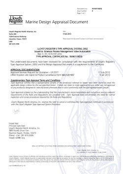H, HD, SH SHD Series Lloyd Type Approval (Marine Design Appraisal Document)