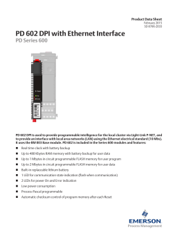 Product Data Sheet: PD602 DPI, Ethernet Interface