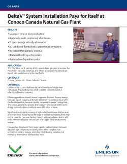 DeltaV System Installation Pays for Itself at Conoco Canada Natural Gas Plant