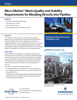 Quality and Stability Requirements for Blending Directly into Pipeline are Met
