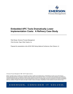 Embedded APC Tools Dramatically Lower Implementation Costs - A Refinery Case Study