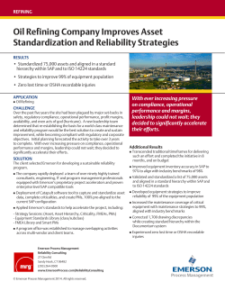 Oil Refining Company Improves Asset Standardization and Reliability Strategies
