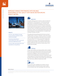 Furnace Performance Monitoring using Specific Gravity