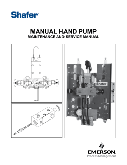 Manual Hand Pump Service Manual