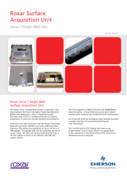 Roxar Surface Acquisition Unit Zone 1 Single Well Data Sheet