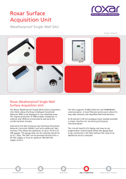 Roxar Surface Acquisition Unit Weatherproof Single Well Data Sheet
