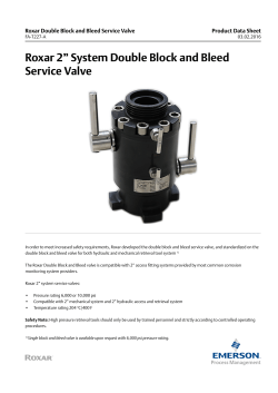 Roxar Service Valve Data Sheet