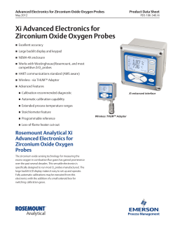 Product Data: Xi Advanced Electronics for Zirconium Oxide Oxygen Probes