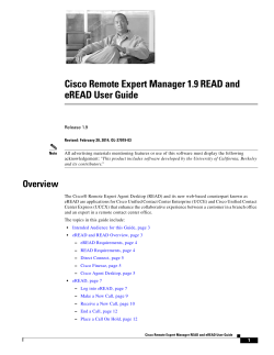 Cisco Remote Expert Manager 1.9 READ and eREAD User Guide